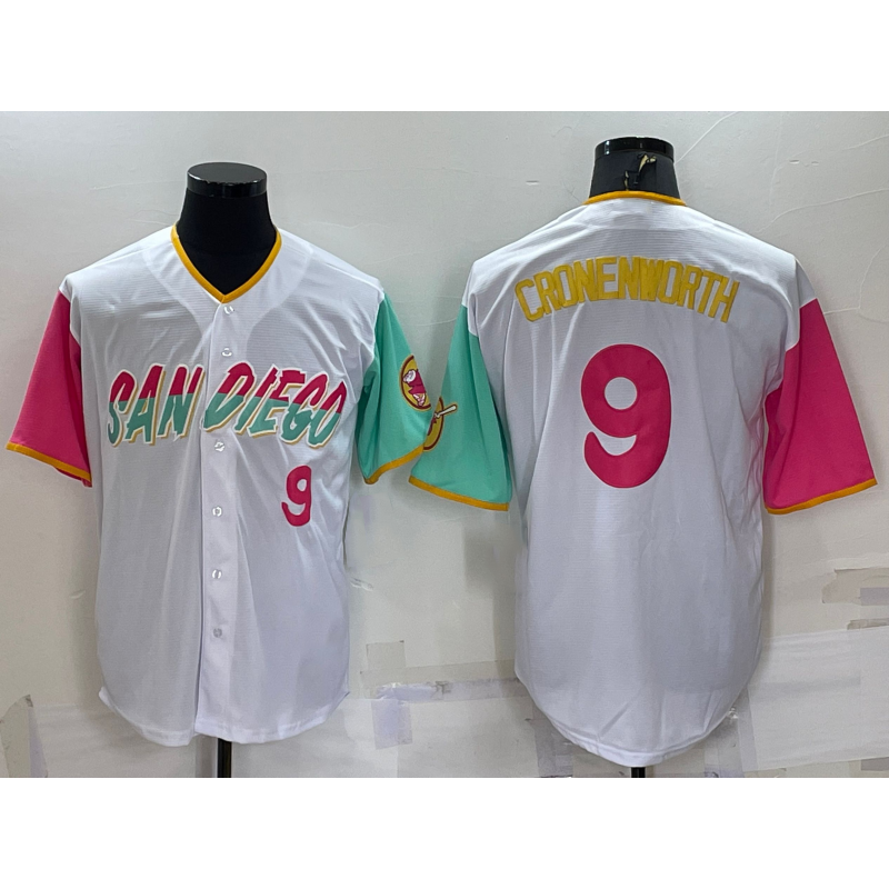 San Diego Padres #9 Jake Cronenworth White Number 2022 City Connect Cool Base Stitched Baseball Jersey