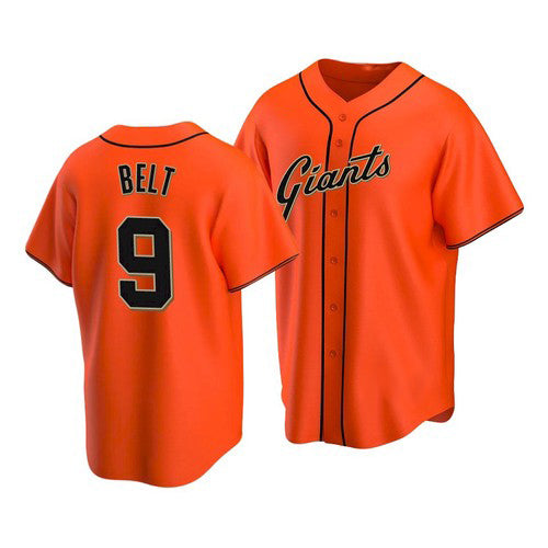 San Francisco Giants #9 Brandon Belt Alternate Orange Baseball Jersey