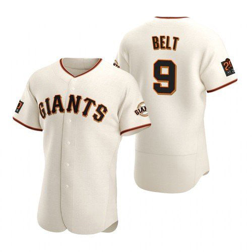 San Francisco Giants #9 Brandon Belt stitched Cream Baseball Jersey