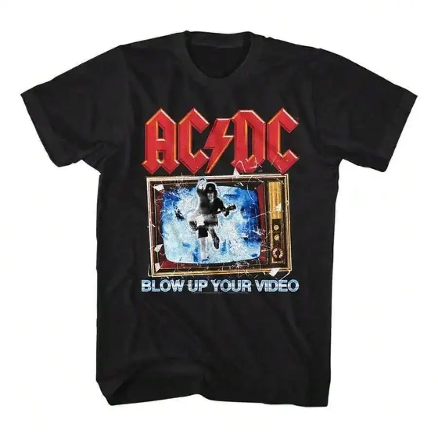 Men Top Anime Style T Shirts Camiseta Acdc Blow Up Your Video, Manga Corta, Adulto,Round Neck Short