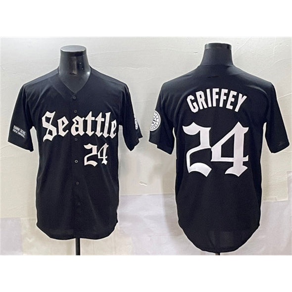 Seattle Mariners #24 Ken Griffey Jr. Black 'Deep Sea Gothic Edition' Vapor Premier Limited Stitched Baseball Jersey