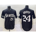 Seattle Mariners #24 Ken Griffey Jr. Black 'Deep Sea Gothic Edition' Vapor Premier Limited Stitched Baseball Jersey