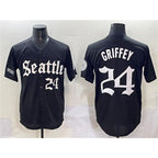Seattle Mariners #24 Ken Griffey Jr. Black 'Deep Sea Gothic Edition' Vapor Premier Limited Stitched Baseball Jersey