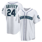 Seattle Mariners #24 Ken Griffey Jr. White Home Replica Baseball Jersey