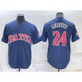 Seattle Mariners #24 Ken Griffey Navy Blue Fashion Stars Stripes Cool Base Independence Day Baseball Jersey