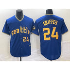 Seattle Mariners #24 Ken Griffey Number Blue 2023 City Connect Cool Base Stitched Baseball Jersey