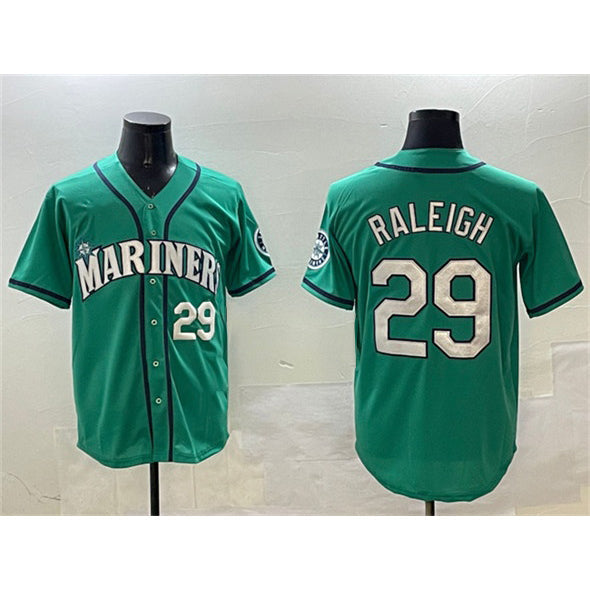 Seattle Mariners #29 Cal Raleigh Aqua Limited Stitched Baseball Jersey