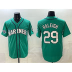 Seattle Mariners #29 Cal Raleigh Aqua With 2025 AL West Division Champions Patch Limited Stitched Baseball Jersey