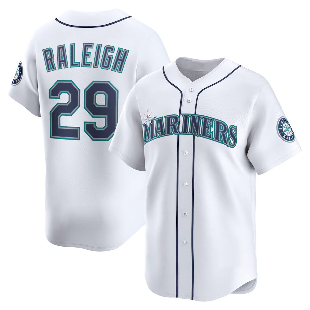 Seattle Mariners #29 Cal Raleigh White Home Limited Player Baseball Jersey