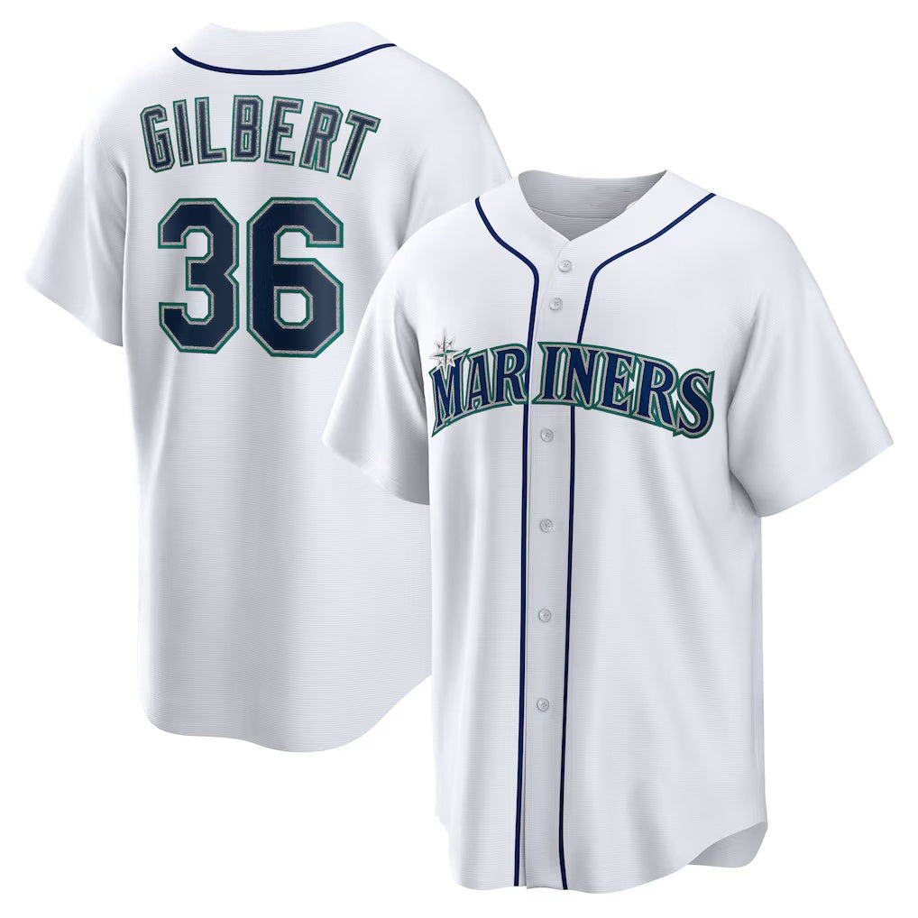 Seattle Mariners #36 Logan Gilbert White Home Replica Baseball Jersey