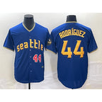 Seattle Mariners #44 Julio Rodriguez Number Blue 2023 City Connect Cool Base Stitched Baseball Jersey