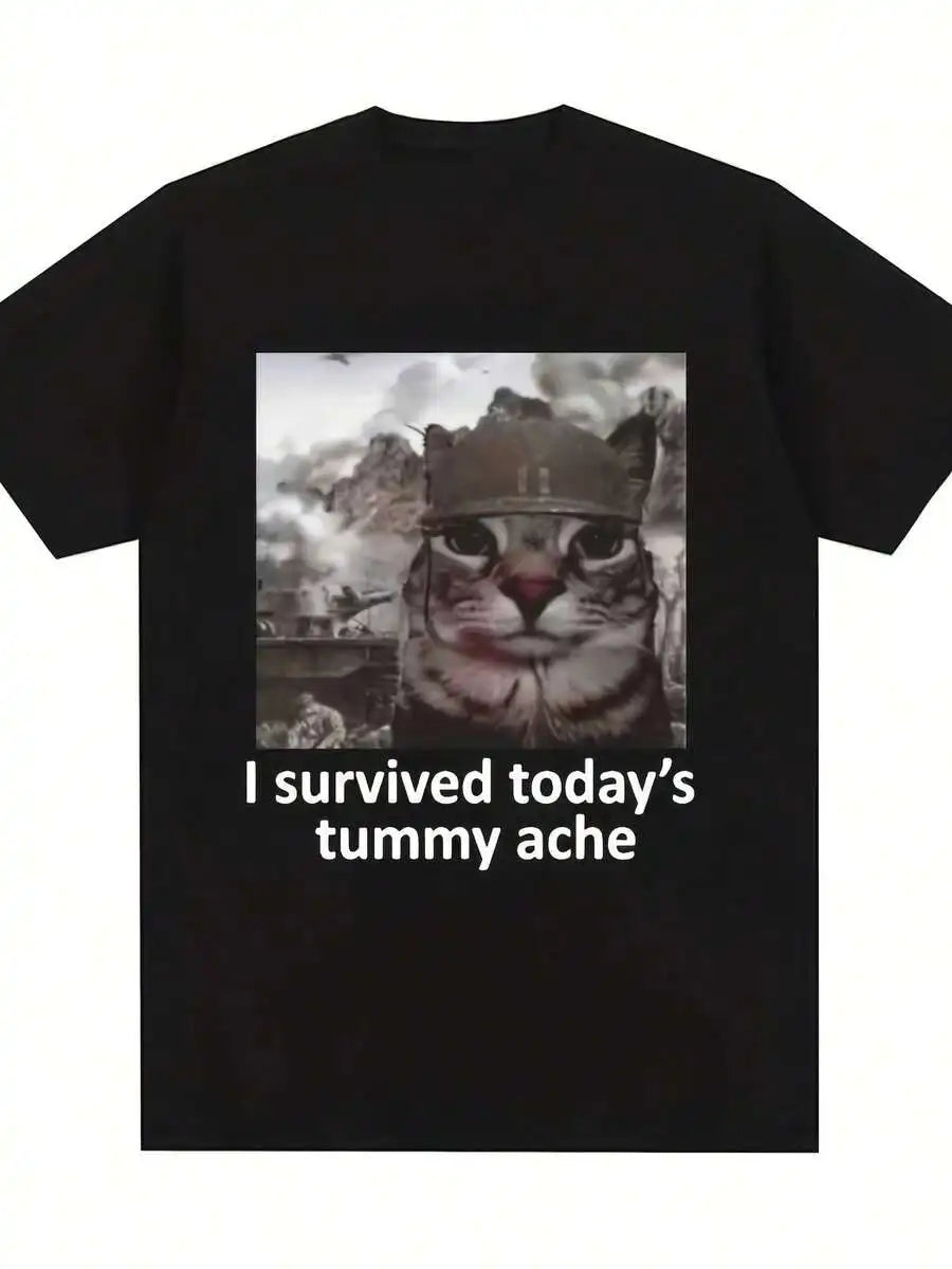 Women's Funny I Survived Today's Tummy T-Shirt With Cute Ulcer Warrior & IBS Aw