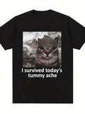 Women's Funny I Survived Today's Tummy T-Shirt With Cute Ulcer Warrior & IBS Aw