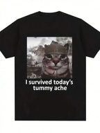 Women's Funny I Survived Today's Tummy T-Shirt With Cute Ulcer Warrior & IBS Aw