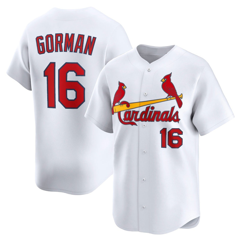 St. Louis Cardinals #16 Nolan Gorman White Home Limited Player Baseball Jersey