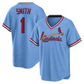 St. Louis Cardinals #1 Ozzie Smith Light Blue Road Cooperstown Collection Player Baseball Jersey