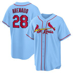 St. Louis Cardinals #28 Nolan Arenado Light Blue Alternate Official Replica Player Baseball Jersey