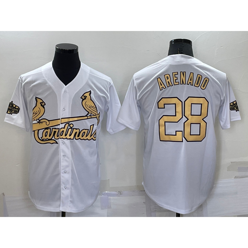 St. Louis Cardinals #28 Nolan Arenado White 2022 All Star Stitched Cool Baseball Jersey