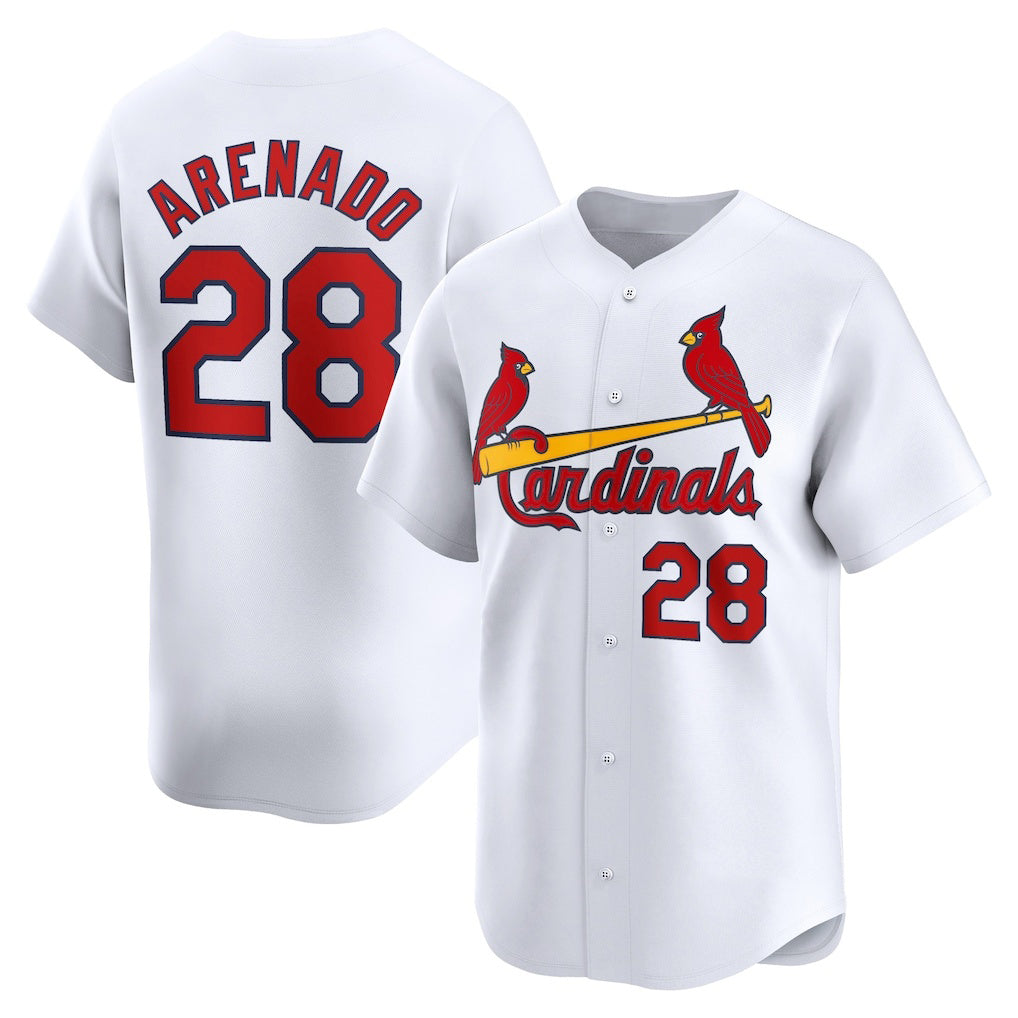 St. Louis Cardinals #28 Nolan Arenado White Home Limited Player Baseball Jersey