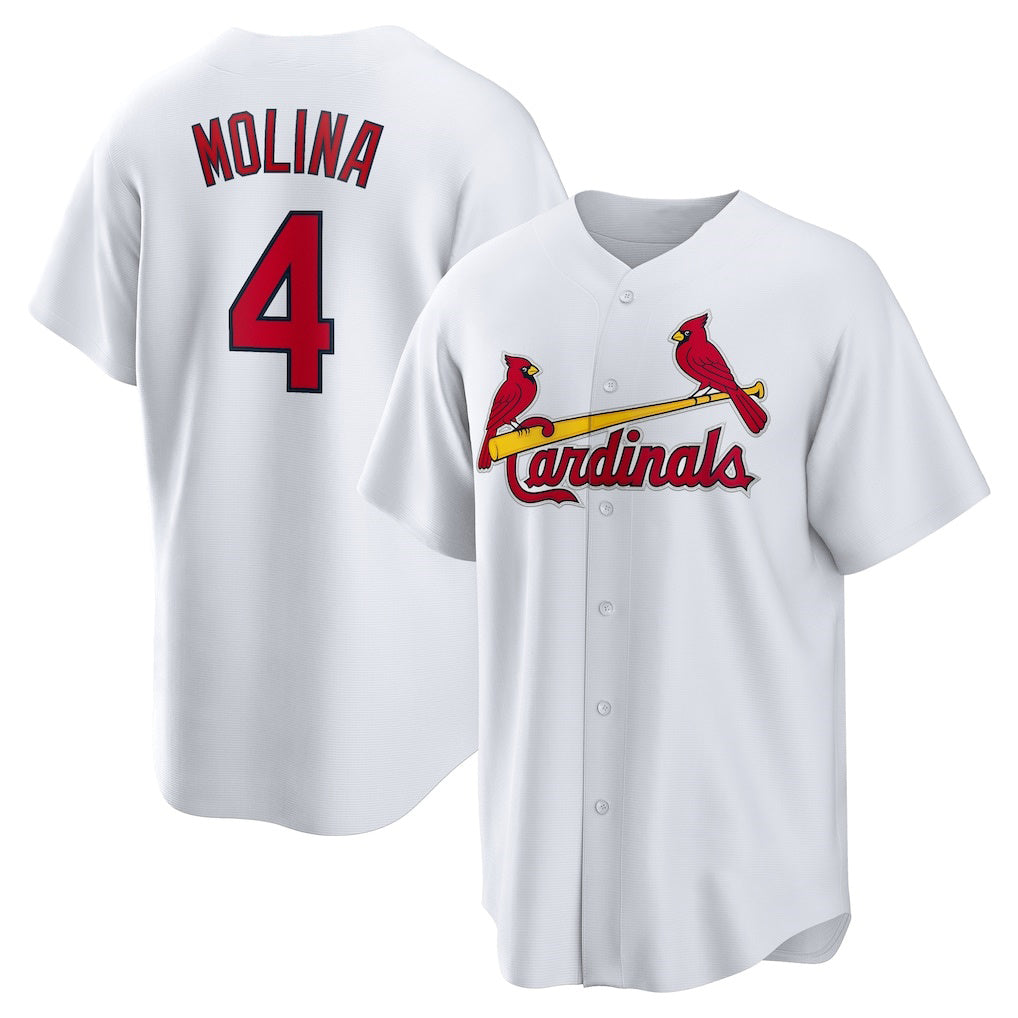 St. Louis Cardinals #4 Yadier Molina White Home Replica Retired Player Baseball Jersey