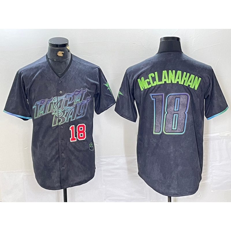 Tampa Bay Rays #18 Shane McClanahan Number Charcoal 2024 City Connect Limited Stitched Baseball Jersey
