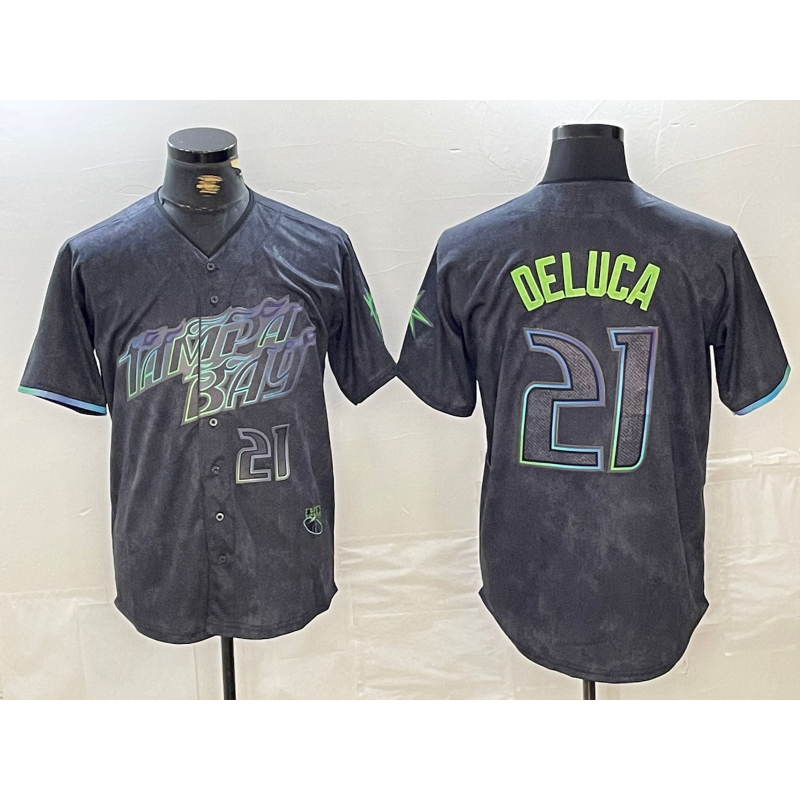 Tampa Bay Rays #21 Jonny DeLuca Number Charcoal 2024 City Connect Limited Stitched Baseball Jersey