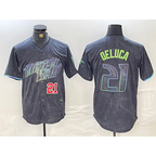 Tampa Bay Rays #21 Jonny DeLuca Number Charcoal 2024 City Connect Limited Stitched Baseball Jersey