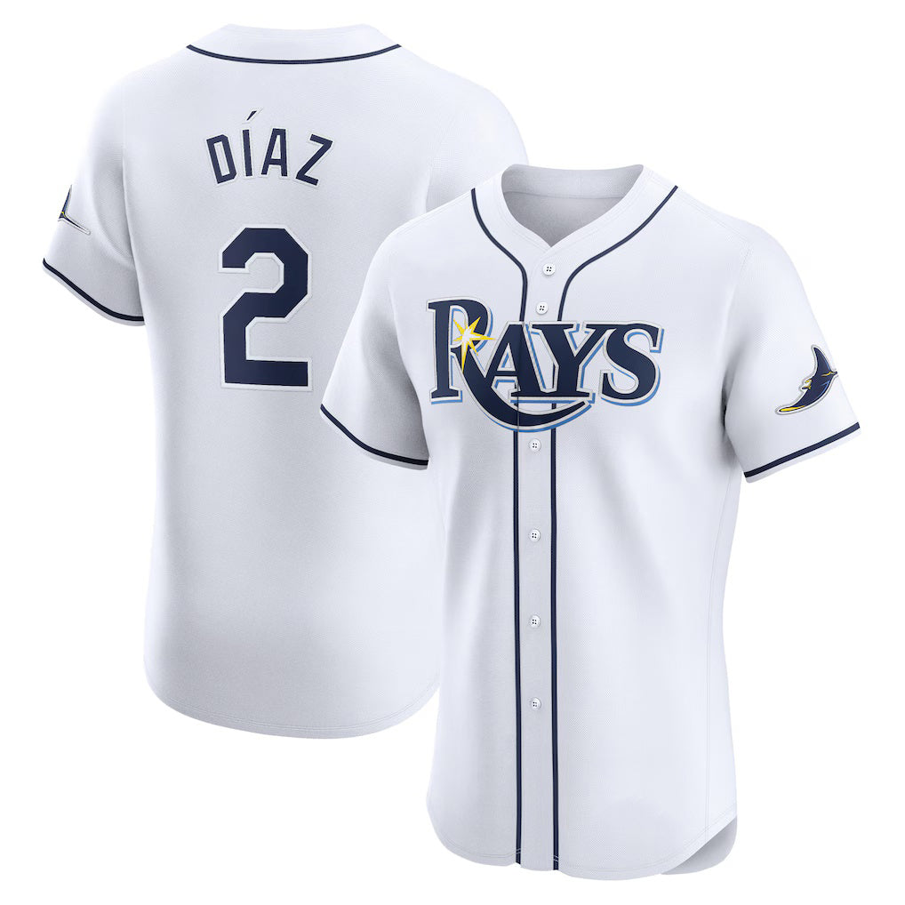 Tampa Bay Rays #2 Yandy Diaz White Home Elite Player Baseball Jersey