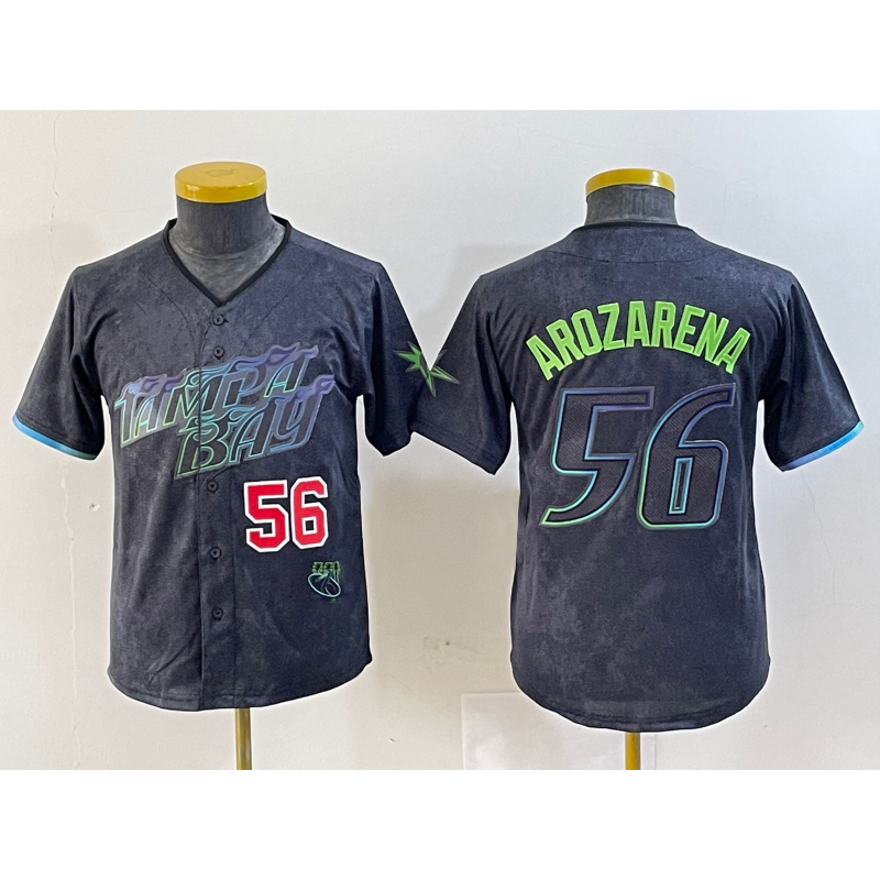Tampa Bay Rays #56 Randy Arozarena Number Charcoal 2024 City Connect Limited Stitched Baseball Jersey