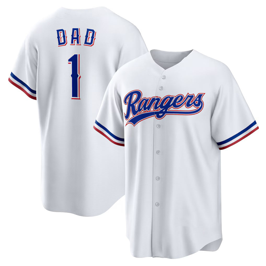 Texas Rangers  #1 Dad Home White Replica Baseball Jersey