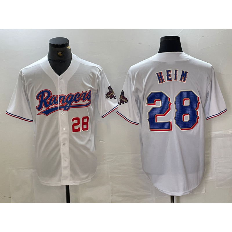 Texas Rangers #28 Jonah Heim Number White 2023 World Series Champions Cool Baseball Jersey