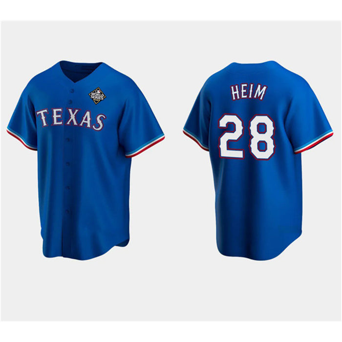 Texas Rangers #28 Jonah Heim Royal 2023 World Series Stitched Baseball Jersey