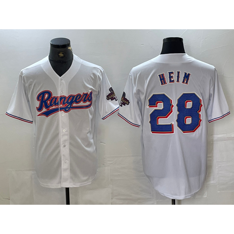 Texas Rangers #28 Jonah Heim White 2023 World Series Champions Cool Baseball Jersey
