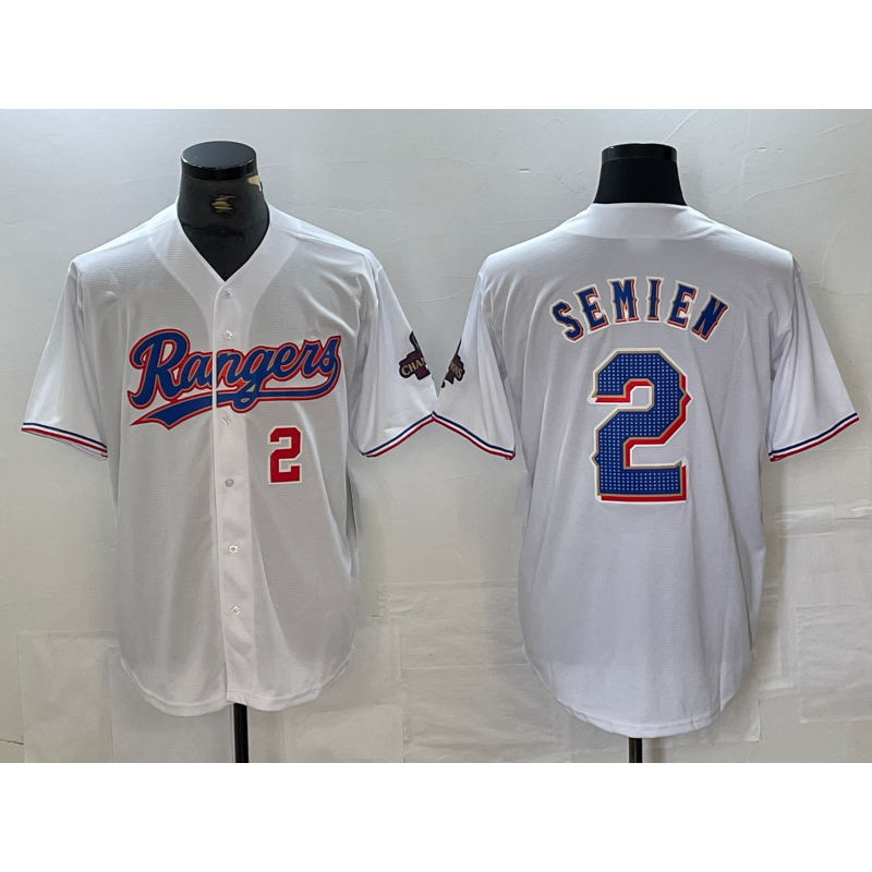 Texas Rangers #2 Marcus Semien Number White 2023 World Series Champions Cool Baseball Jersey