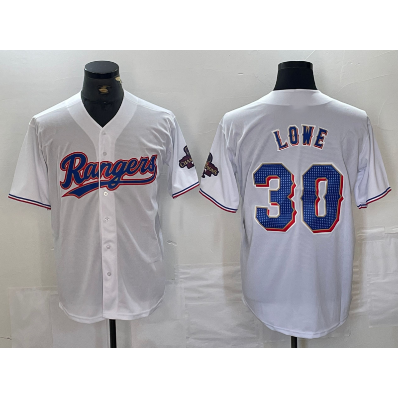 Texas Rangers #30 Nathaniel Lowe White 2024 Gold Collection Limited Cool Baseball Jersey