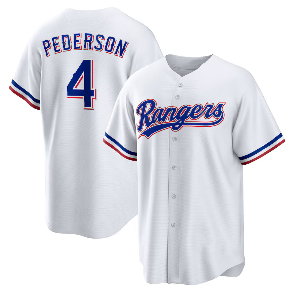 Texas Rangers #4 Joc Pederson White Home Replica Baseball Jersey