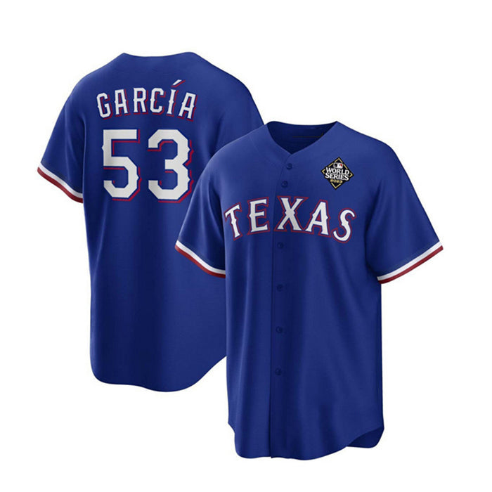 Texas Rangers #53 Adolis García Royal 2023 World Series Stitched Baseball Jersey
