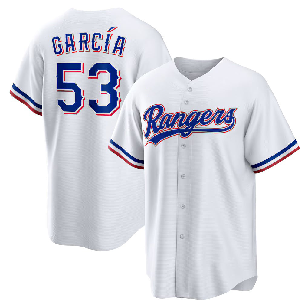 Texas Rangers #53 Adolis Garcia White Home Replica Baseball Jersey