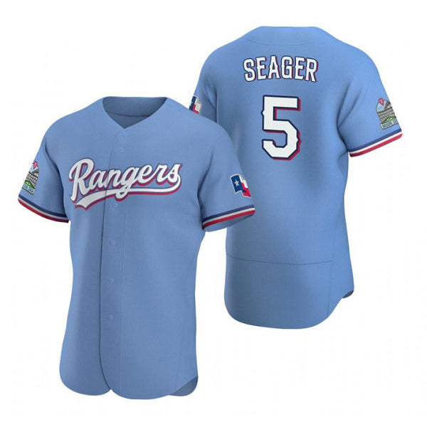 Texas Rangers #5 Corey Seager Light Blue Flex Base Stitched Baseball Jersey
