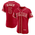 Texas Rangers #5 Corey Seager Red 2026 City Connect Authentic Sponsor Patch Baseball Jersey