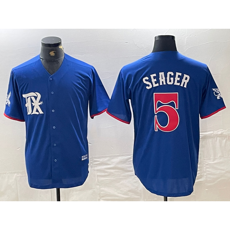 Texas Rangers #5 Corey Seager Royal Blue 2023 City Connect Stitched Baseball Jersey