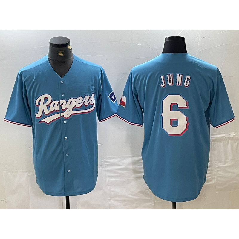 Texas Rangers #6 Josh Jung Light Blue Team Logo Cool Baseball Jersey