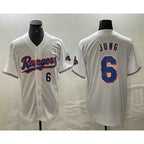 Texas Rangers #6 Josh Jung Number White 2024 Gold Collection Limited Cool Baseball Jersey