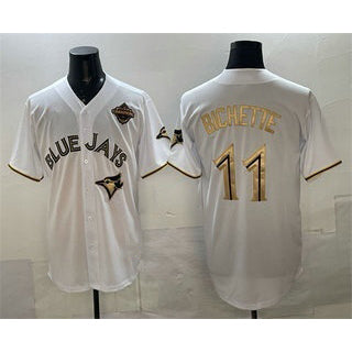 Toronto Blue Jays #11 Bo Bichette White Gold 2025 American League Champions Limited Stitched Baseball Jersey
