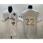 Toronto Blue Jays #22 Ernie Clement White Gold 2025 American League Champions Limited Stitched Baseball Jersey