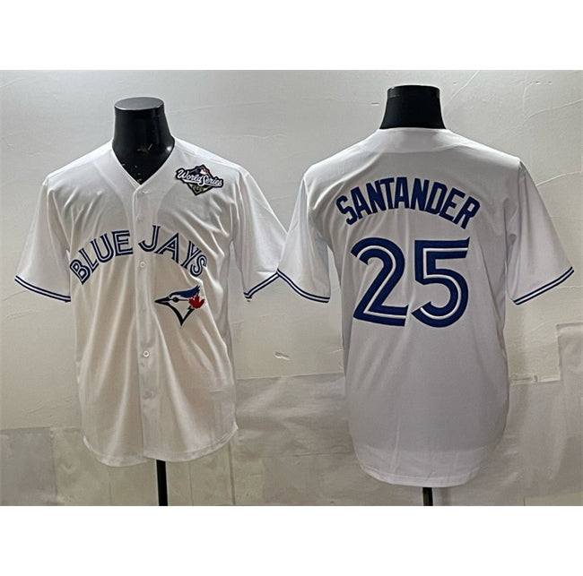 Toronto Blue Jays #25 Anthony Santander White 2025 World Series Home Cool Base Stitched Baseball Jersey
