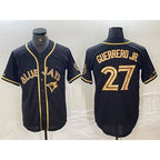 Toronto Blue Jays #27 Vladimir Guerrero Jr Black Gold Cool Base Stitched Baseball Jersey