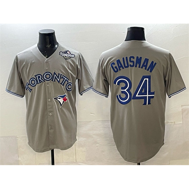 Toronto Blue Jays #34 Kevin Gausman Gray 2025 World Series Cool Base Stitched Baseball Jersey