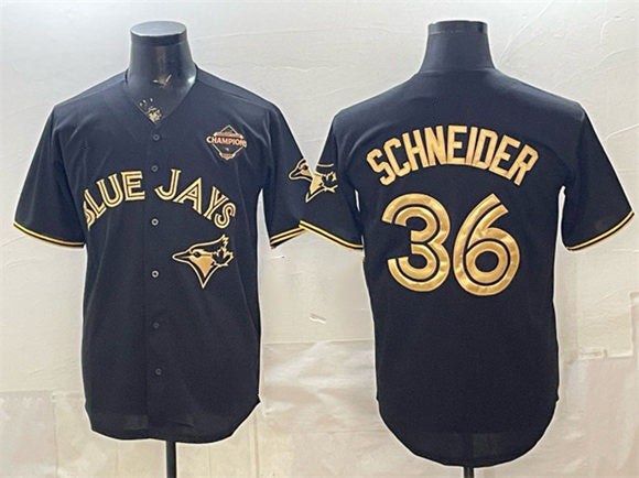 Toronto Blue Jays #36 Davis Schneider Black Gold 2025 American League Champions Limited Stitched Baseball Jersey
