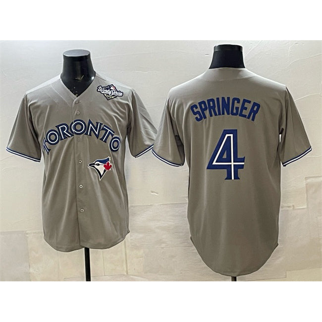Toronto Blue Jays #4 George Springer Gray 2025 World Series Cool Base Stitched Baseball Jersey